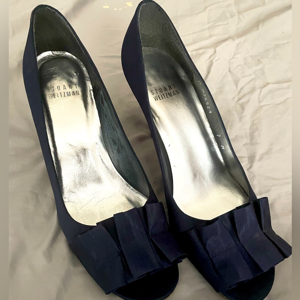 Open-toe Stuart Weitzman pump